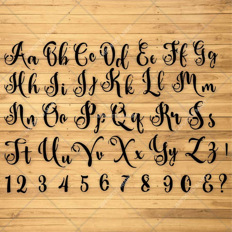 Calligraphic Cursive Alphabet Stencil Pack for Wall, Wood & Fabric Art – Elegant Script Lettering Design – ID# 784