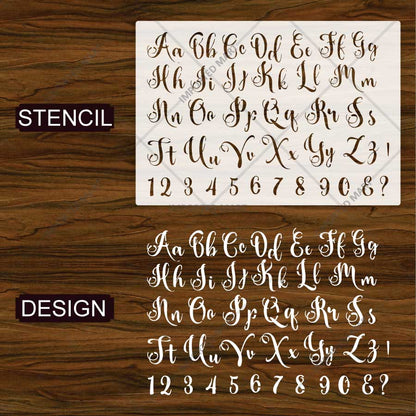 Calligraphic Cursive Alphabet Stencil Pack for Wall, Wood & Fabric Art – Elegant Script Lettering Design – ID# 784
