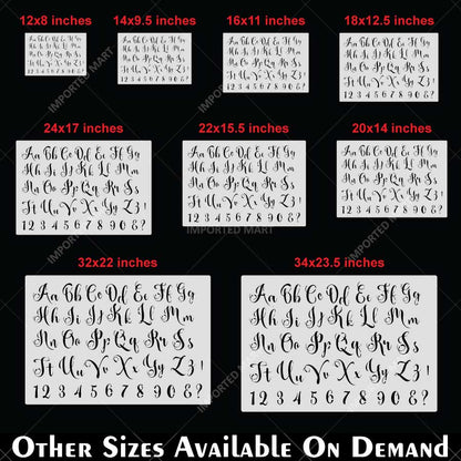 Calligraphic Cursive Alphabet Stencil Pack for Wall, Wood & Fabric Art – Elegant Script Lettering Design – ID# 784