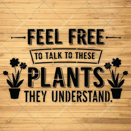 Decorative Plant Quote Stencil for Wall, Wood & Fabric Art – Feel Free Plant Typography Design – ID# 785