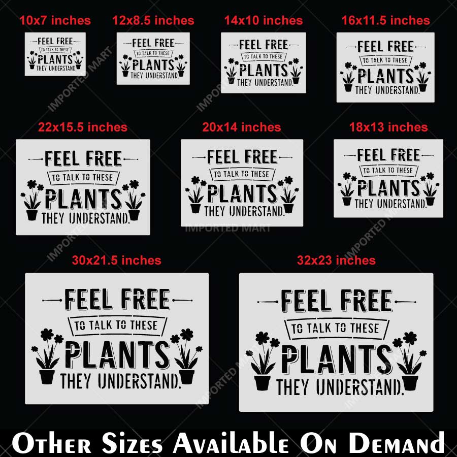 Decorative Plant Quote Stencil for Wall, Wood & Fabric Art – Feel Free Plant Typography Design – ID# 785