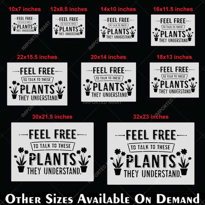 Decorative Plant Quote Stencil for Wall, Wood & Fabric Art – Feel Free Plant Typography Design – ID# 785