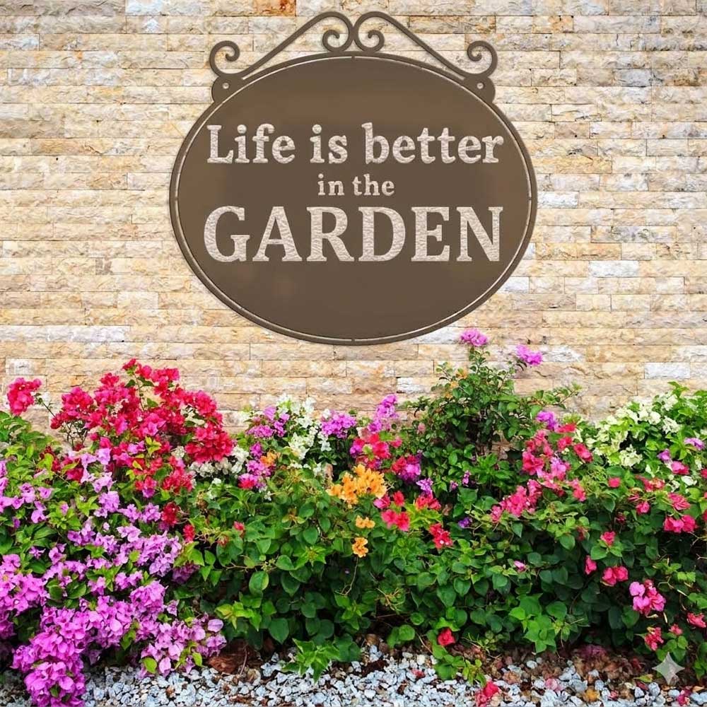 Life is Better in the Garden Stencil for Walls, Pots & Outdoor Decor – Garden Quote Design – ID# 21