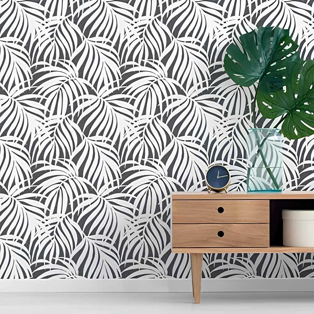 Kayra Decor Palms Stencil for Walls, Furniture & Fabric Art – Tropical Leaf Pattern Design – ID# 20