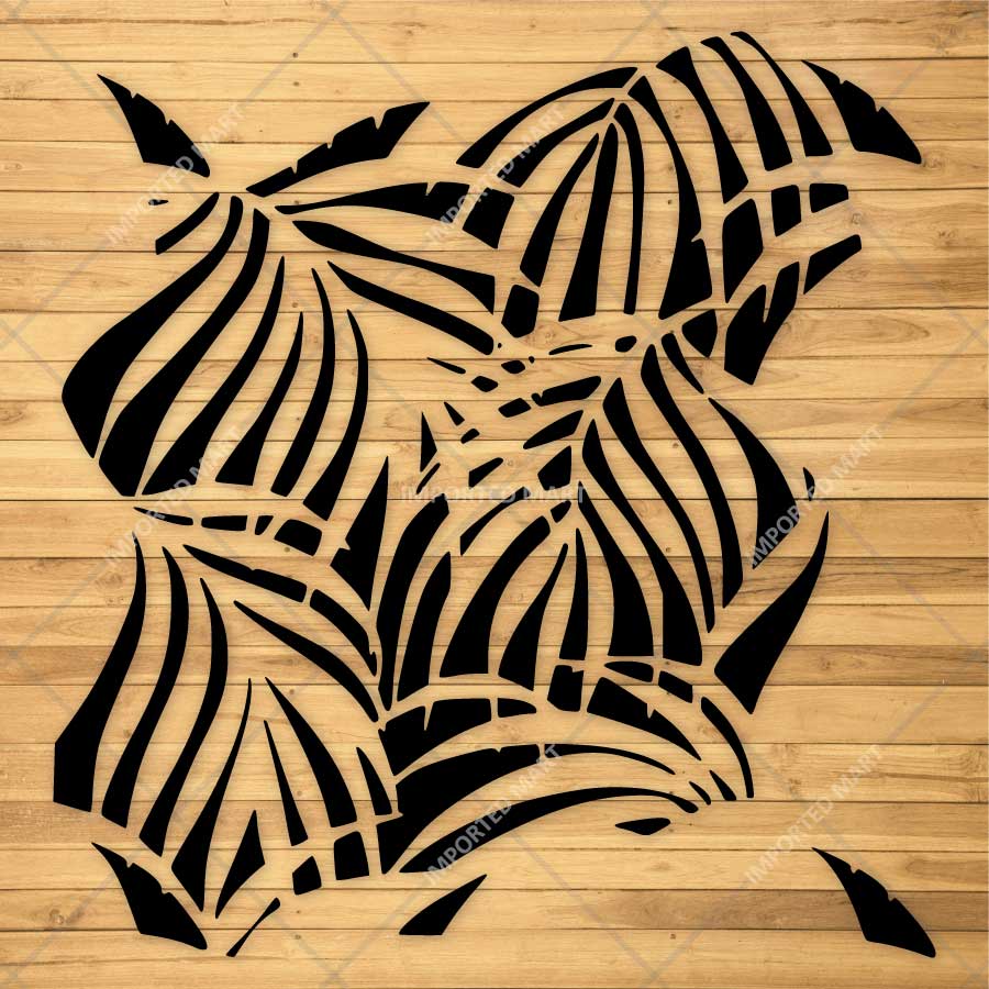 Kayra Decor Palms Stencil for Walls, Furniture & Fabric Art – Tropical Leaf Pattern Design – ID# 20