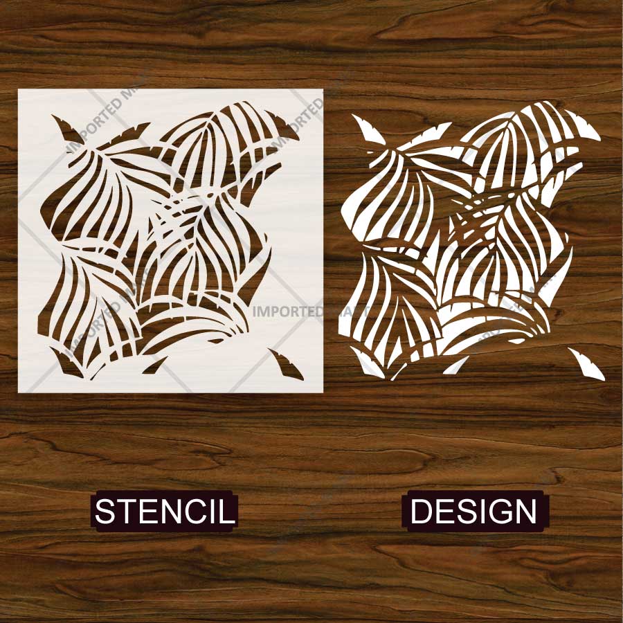 Kayra Decor Palms Stencil for Walls, Furniture & Fabric Art – Tropical Leaf Pattern Design – ID# 20