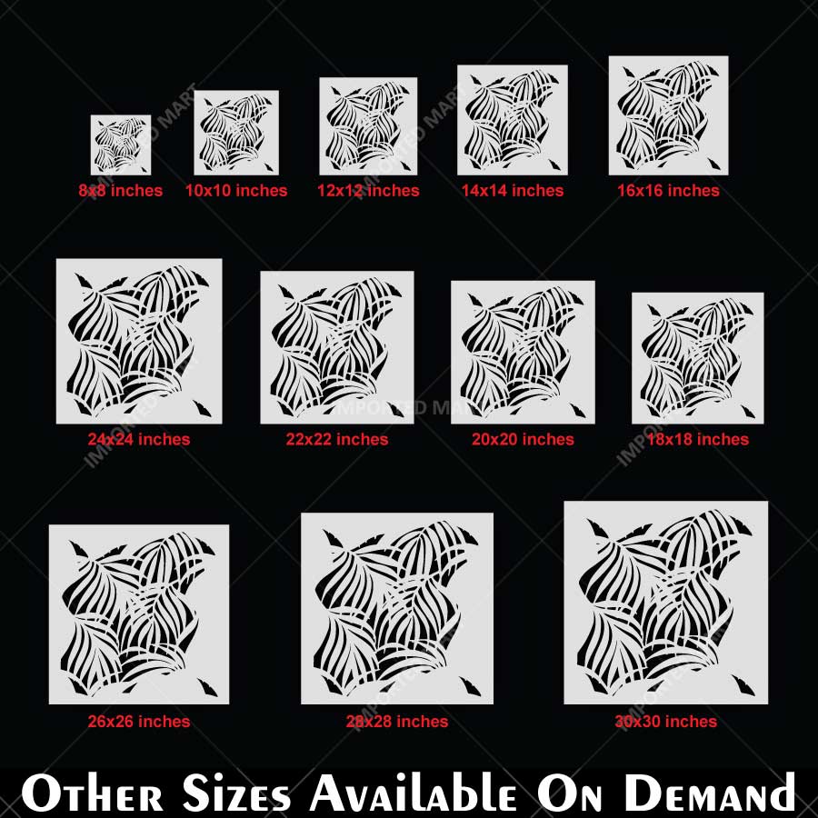 Kayra Decor Palms Stencil for Walls, Furniture & Fabric Art – Tropical Leaf Pattern Design – ID# 20