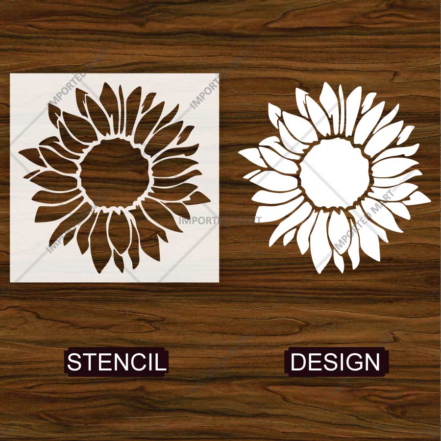 Sunflower Stencil for Walls, Wood & Fabric Art – Floral Botanical Design – ID# 19
