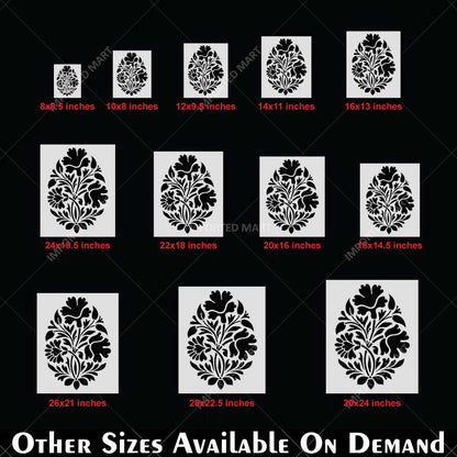 Mughal Floral Pattern Stencil for Wall, Furniture & Floor Art – Traditional Indian Botanical Design – ID# 18