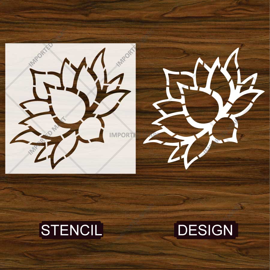 Elegant Lotus Flower Mandala Stencil for Wall, Floor & Furniture Art – Floral Spiritual Design – ID# 17