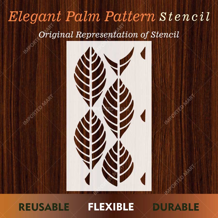 Elegant Palm Leaf Pattern Stencil for Wall, Furniture & Fabric Art – Tropical Botanical Design – ID# 13
