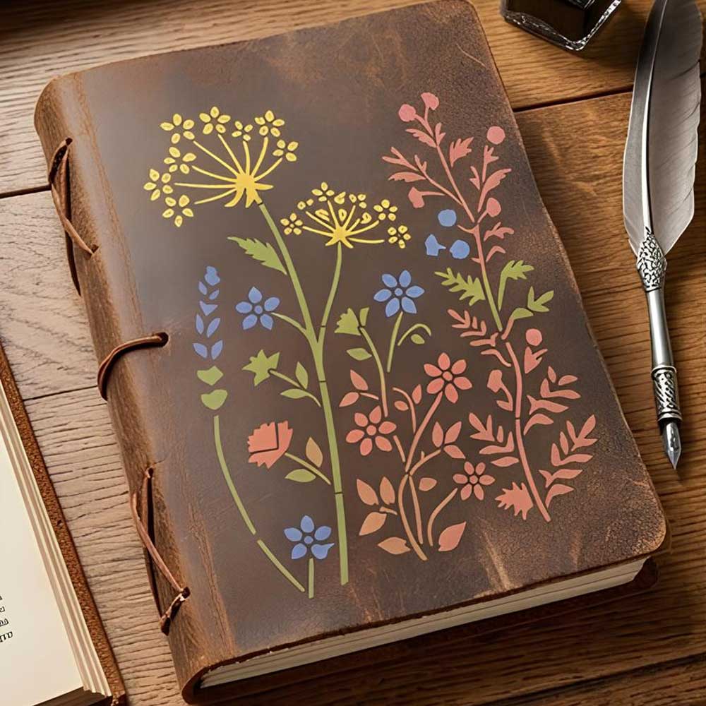 Floral Meadow Wildflower Stencil for Wall, Furniture & Fabric Art – Nature Garden Botanical Design – ID# 12
