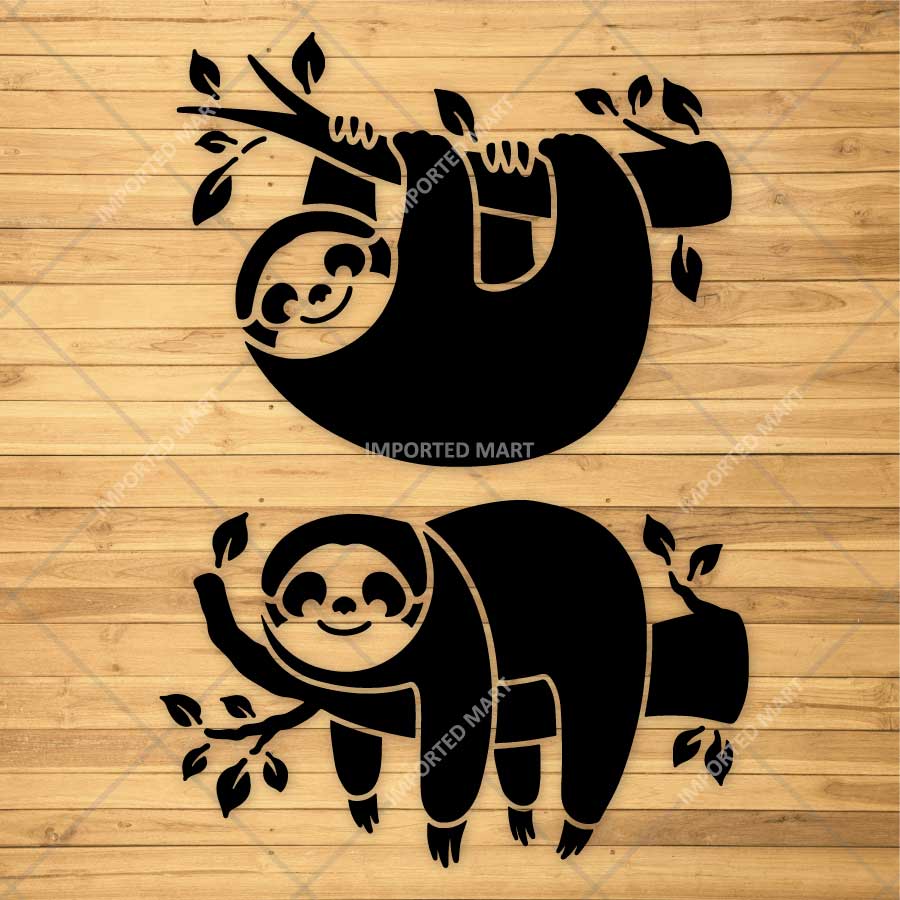 Cute Sloth Stencil for Wall, Kids Room & Furniture – Hanging Sloth Animal Design – ID# 10