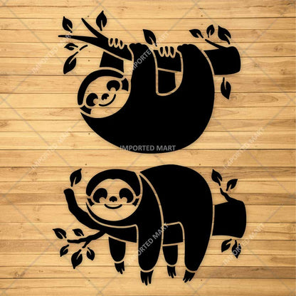 Cute Sloth Stencil for Wall, Kids Room & Furniture – Hanging Sloth Animal Design – ID# 10