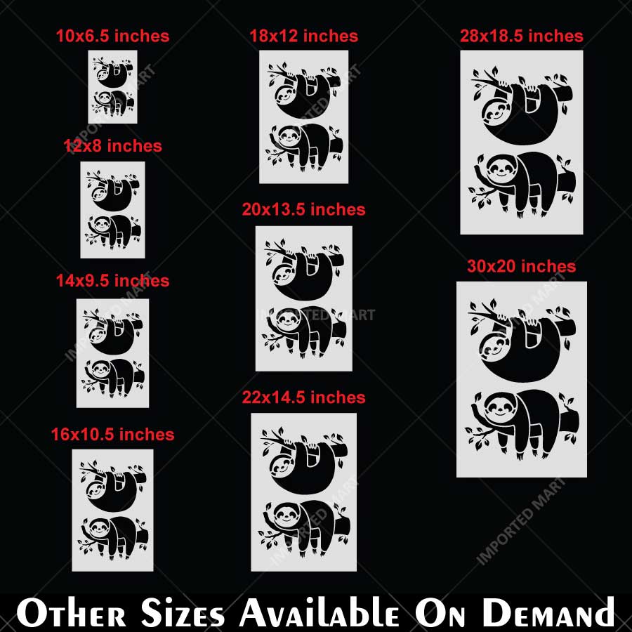 Cute Sloth Stencil for Wall, Kids Room & Furniture – Hanging Sloth Animal Design – ID# 10