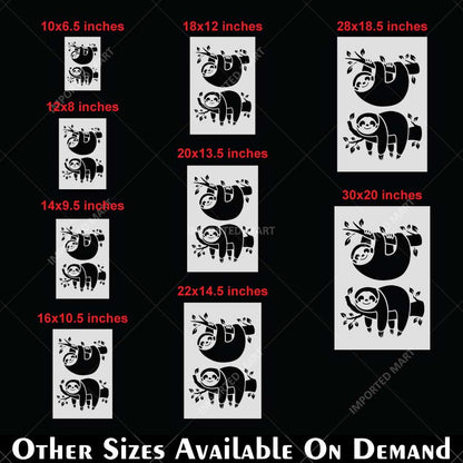 Cute Sloth Stencil for Wall, Kids Room & Furniture – Hanging Sloth Animal Design – ID# 10