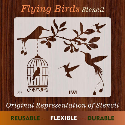 Flying Birds Room décor Reusable Stencil for Canvas and wall painting....ID#80
