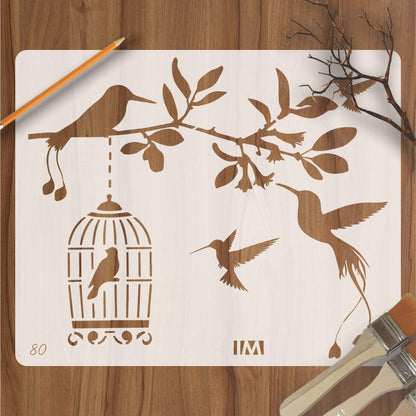 Flying Birds Room décor Reusable Stencil for Canvas and wall painting....ID#80