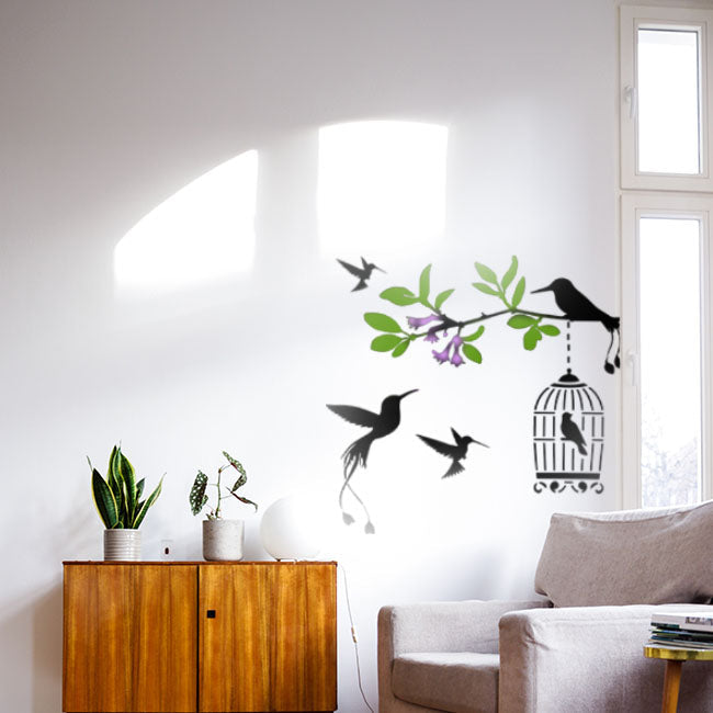 Flying Birds Room décor Reusable Stencil for Canvas and wall painting....ID#80
