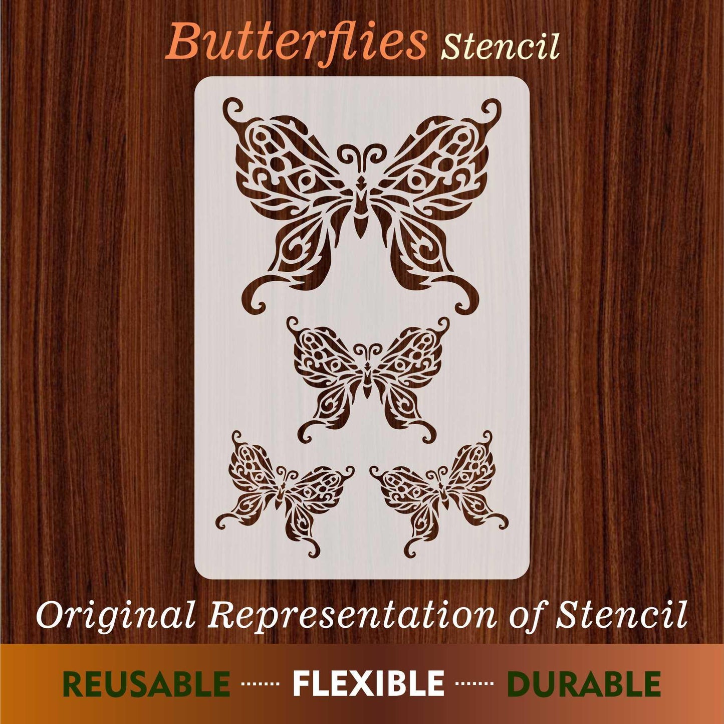 Butterflies Reusable Stencil for Canvas and wall painting.ID#93