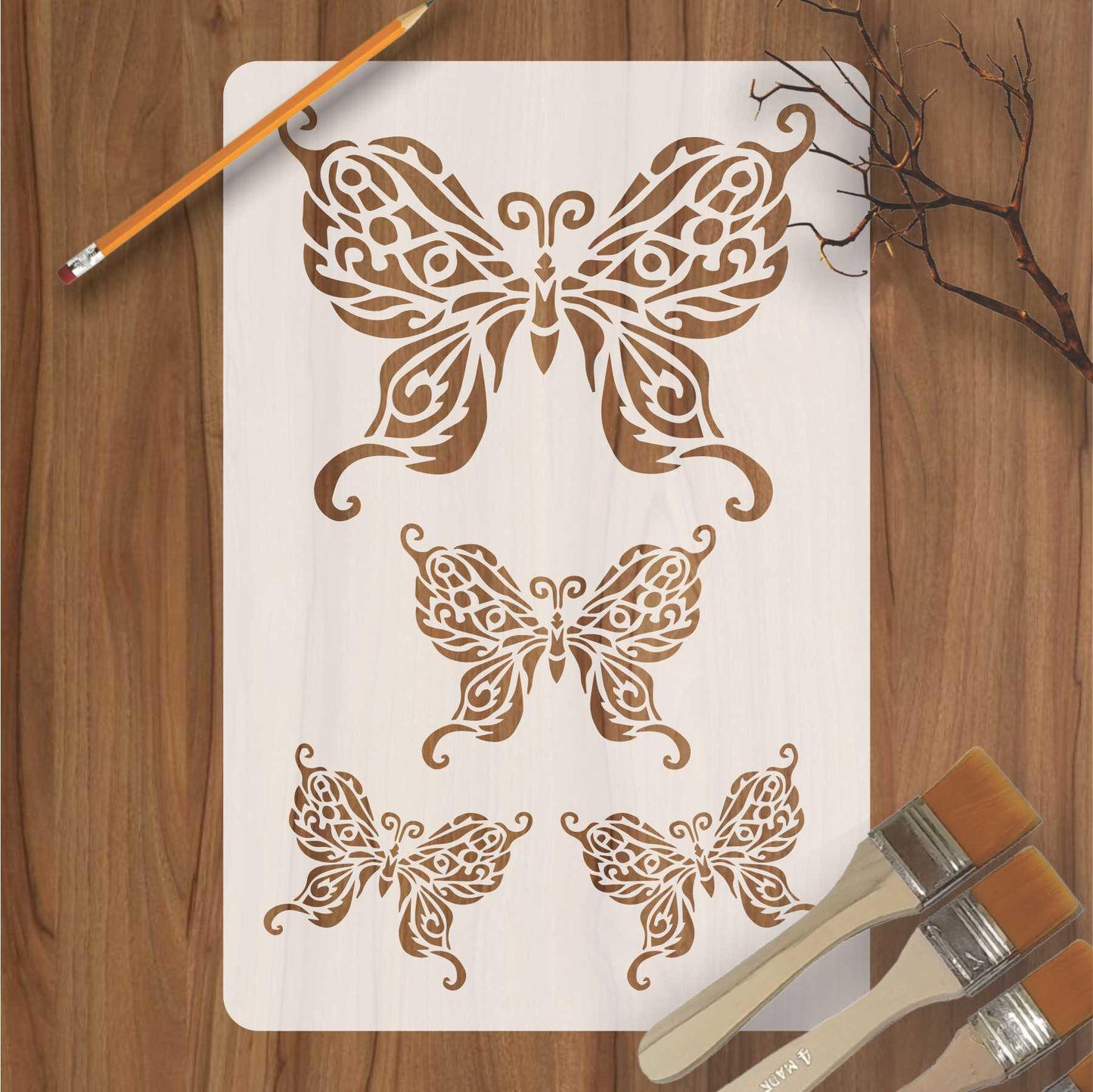 Butterflies Reusable Stencil for Canvas and wall painting.ID#93