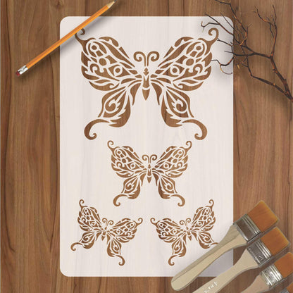 Butterflies Reusable Stencil for Canvas and wall painting.ID#93