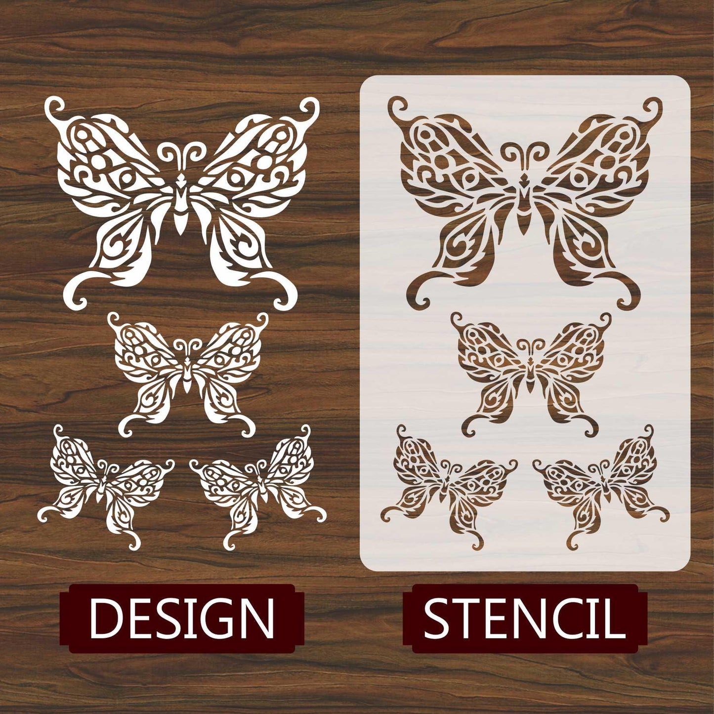 Butterflies Reusable Stencil for Canvas and wall painting.ID#93