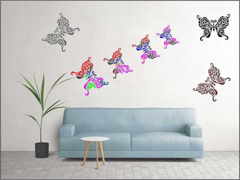 Butterflies Reusable Stencil for Canvas and wall painting.ID#93