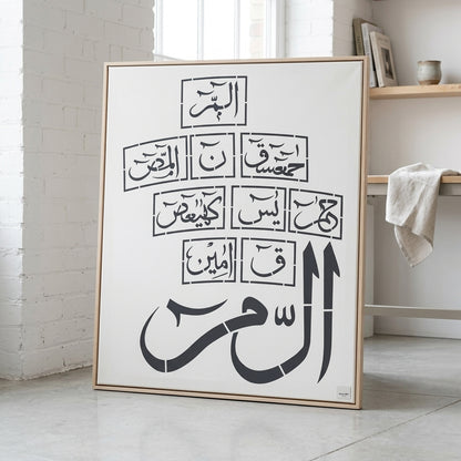 Loh e Qurani Calligraphy Islamic Reusable Stencil for Canvas and Wall Painting
