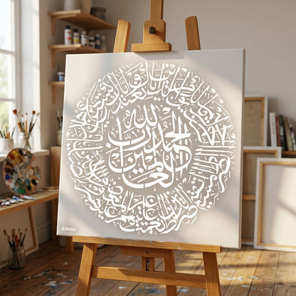 Surah Fatiha Round Shape Calligraphy Islamic Reusable Stencil for Canvas and wall painting.ID# 404