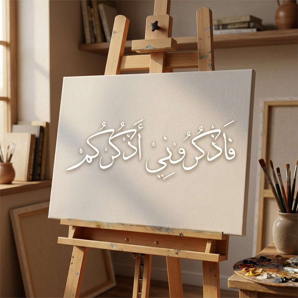 Faz Kuruni Az Kurkum Washkuruli Wala Takfurun" (surah Al-baqarah 2:152)"  Calligraphy Islamic Reusable Stencil for Canvas and wall painting.ID#4188
