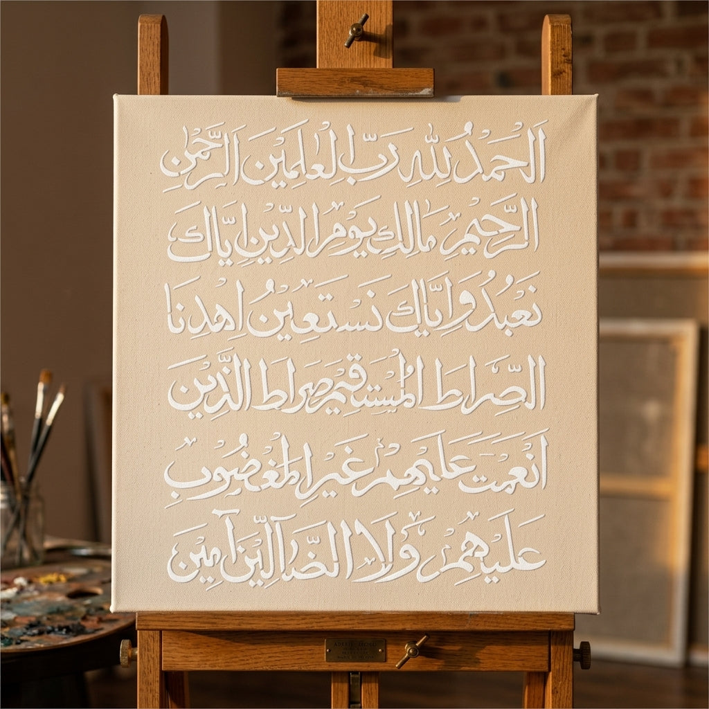 Surah Fatiha Calligraphy Islamic Reusable Stencil for Canvas and wall painting.ID#264