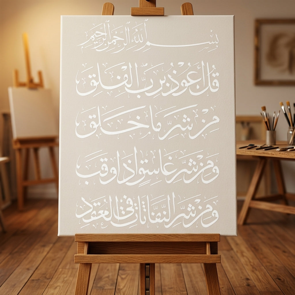 Surah E Falaq Calligraphy Islamic Reusable Stencil for Canvas and wall painting.ID#4164