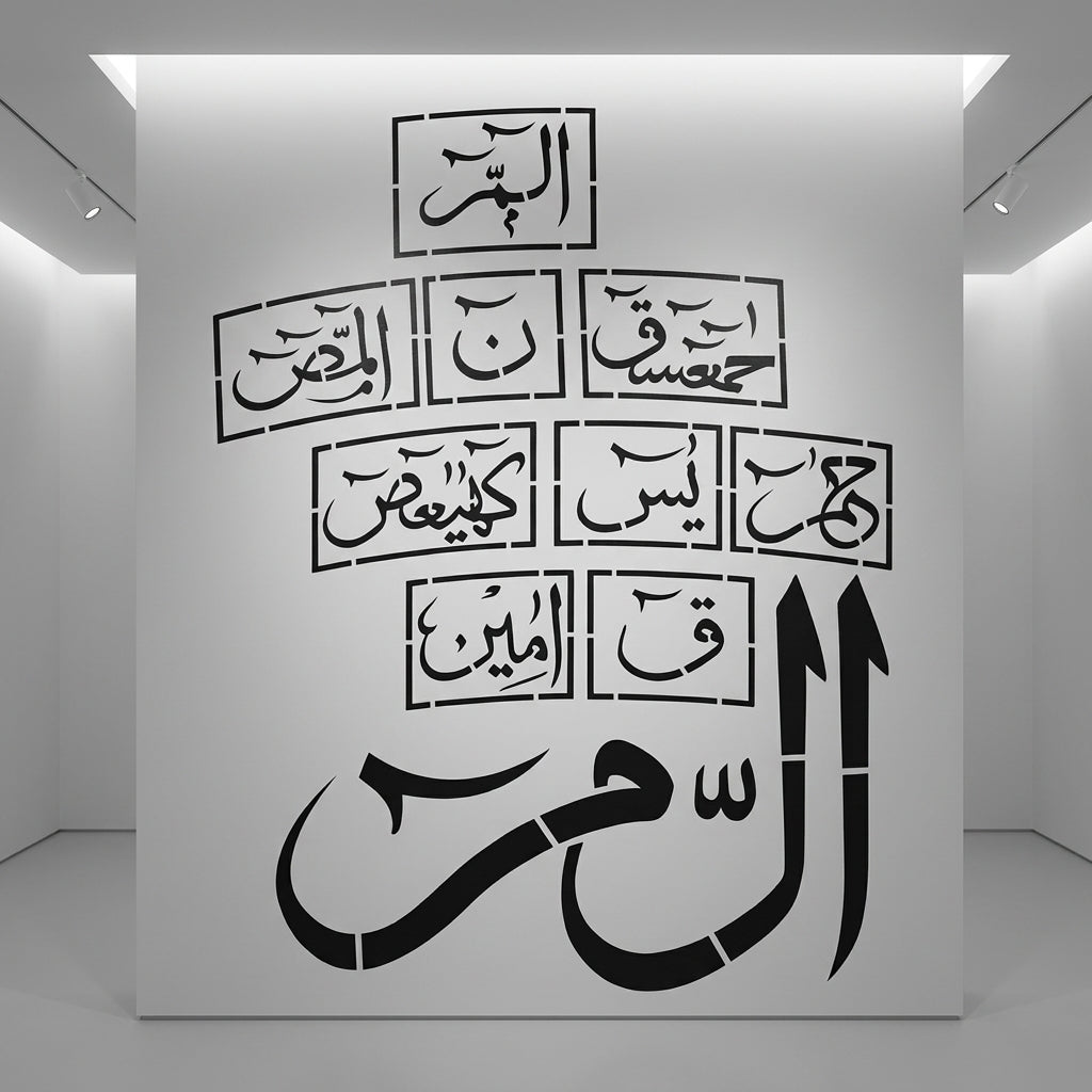 Loh e Qurani Calligraphy Islamic Reusable Stencil for Canvas and Wall Painting