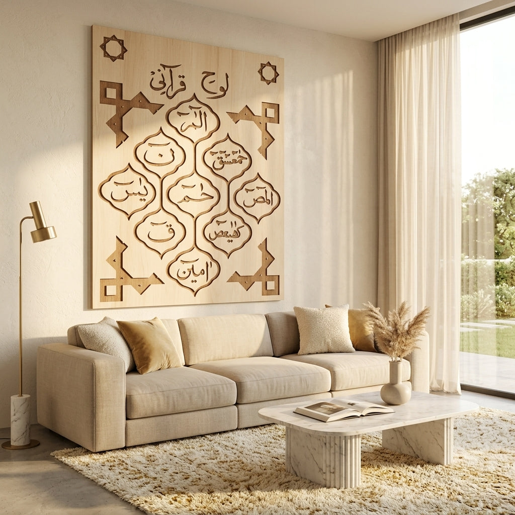 Loh e Qurani Calligraphy Islamic Reusable Stencil for Canvas and Wall Painting