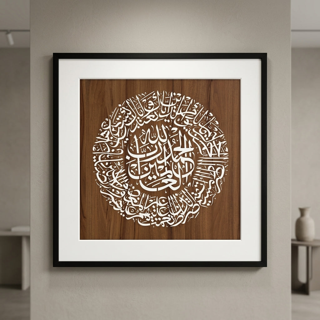 Surah Fatiha Round Shape Calligraphy Islamic Reusable Stencil for Canvas and wall painting.ID# 404