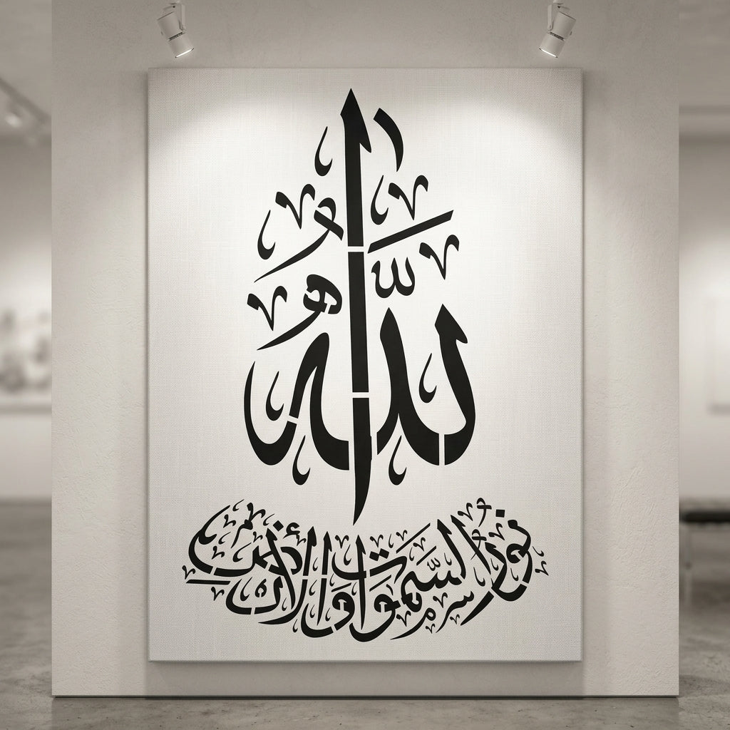 Allah o Noor-us-Samawaat wa-l-Ard – Islamic Calligraphy Reusable Stencil for Canvas and Wall Painting. ID# 4266 – ID# 207