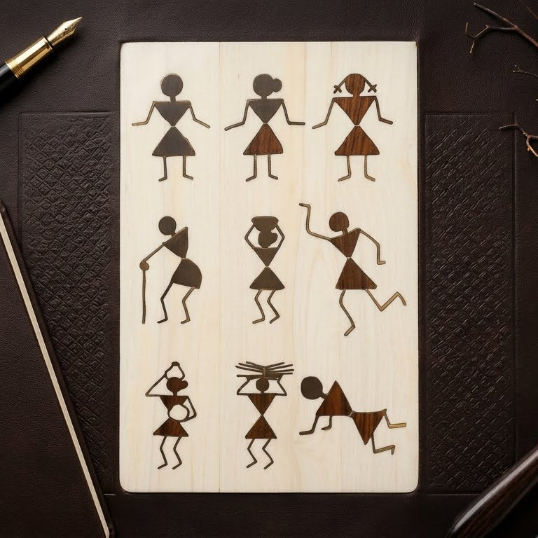 Warli Couple Bonfire Stencil | Tribal Art Stencil for Wall Painting, Scrapbooking, Embossing, Card Making ID 19