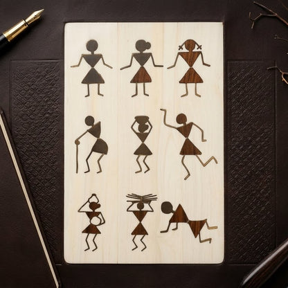 Warli Couple Bonfire Stencil | Tribal Art Stencil for Wall Painting, Scrapbooking, Embossing, Card Making ID 19