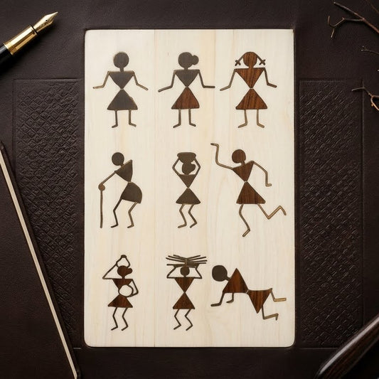 Warli Couple Bonfire Stencil | Tribal Art Stencil for Wall Painting, Scrapbooking, Embossing, Card Making ID 19