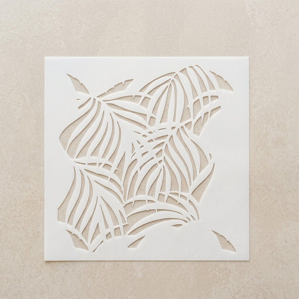 Kayra Decor Palms Stencil for Walls, Furniture & Fabric Art – Tropical Leaf Pattern Design – ID# 20