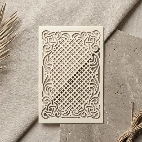 Ornate Trellis Rug Stencil for Floor, Tile & Fabric – Vintage Lattice Border Pattern