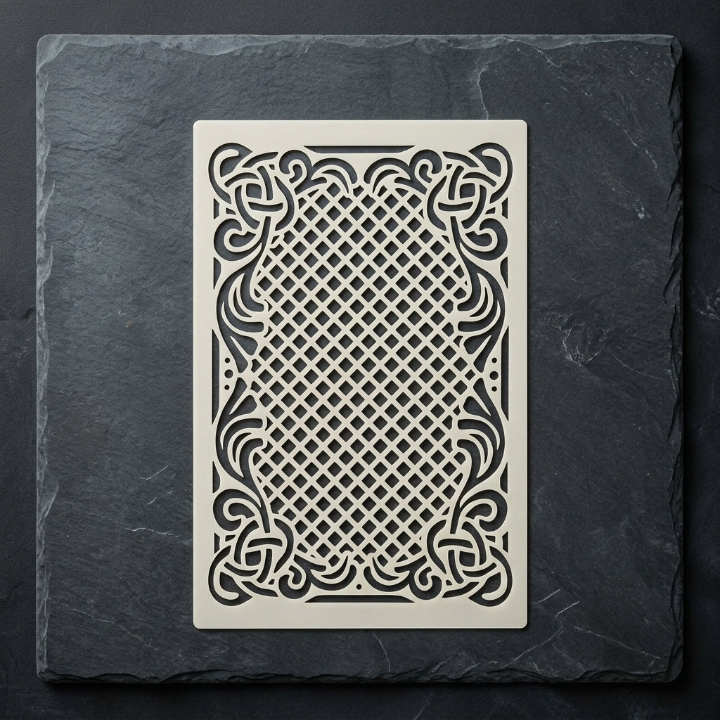 Ornate Trellis Rug Stencil for Floor, Tile & Fabric – Vintage Lattice Border Pattern