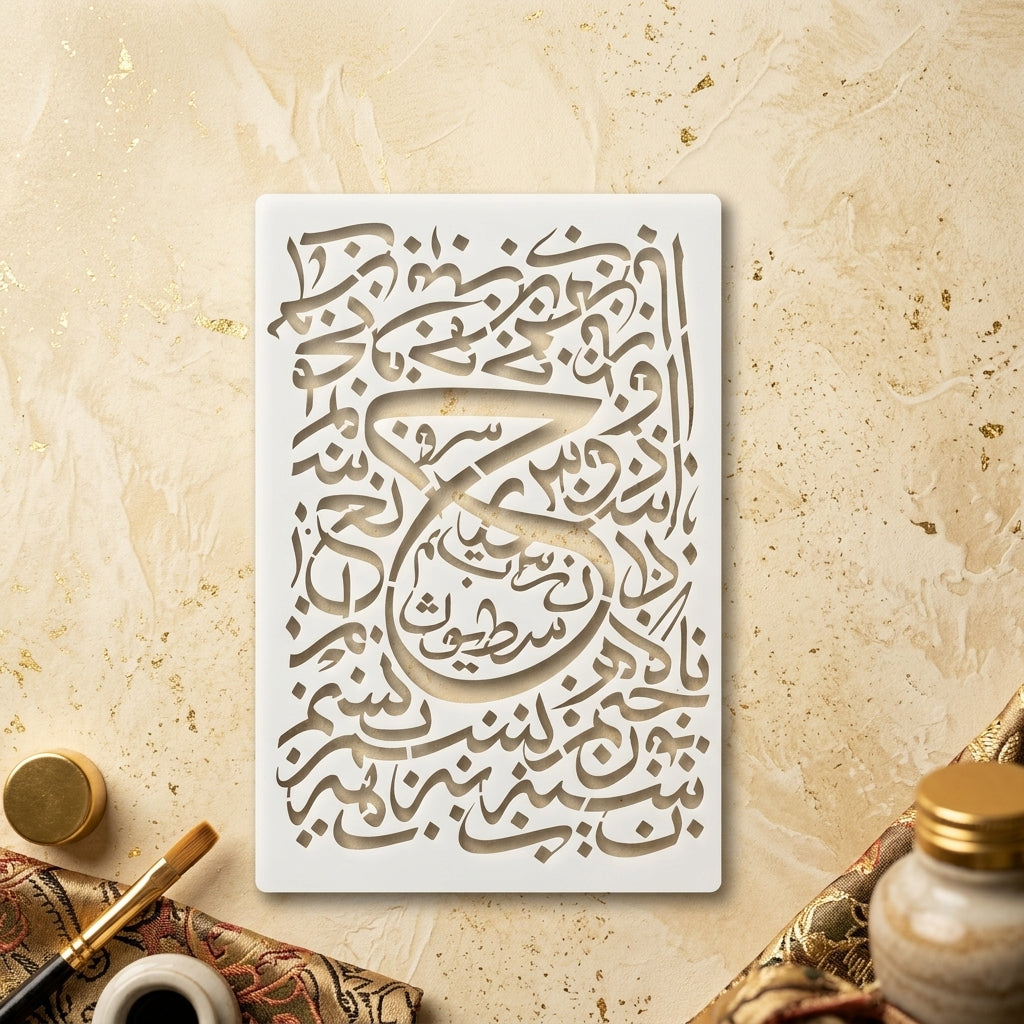 Islamic Arabic Calligraphy Stencil for Wall, Wood & Canvas Art – Quranic Calligraphy Design – ID# 112