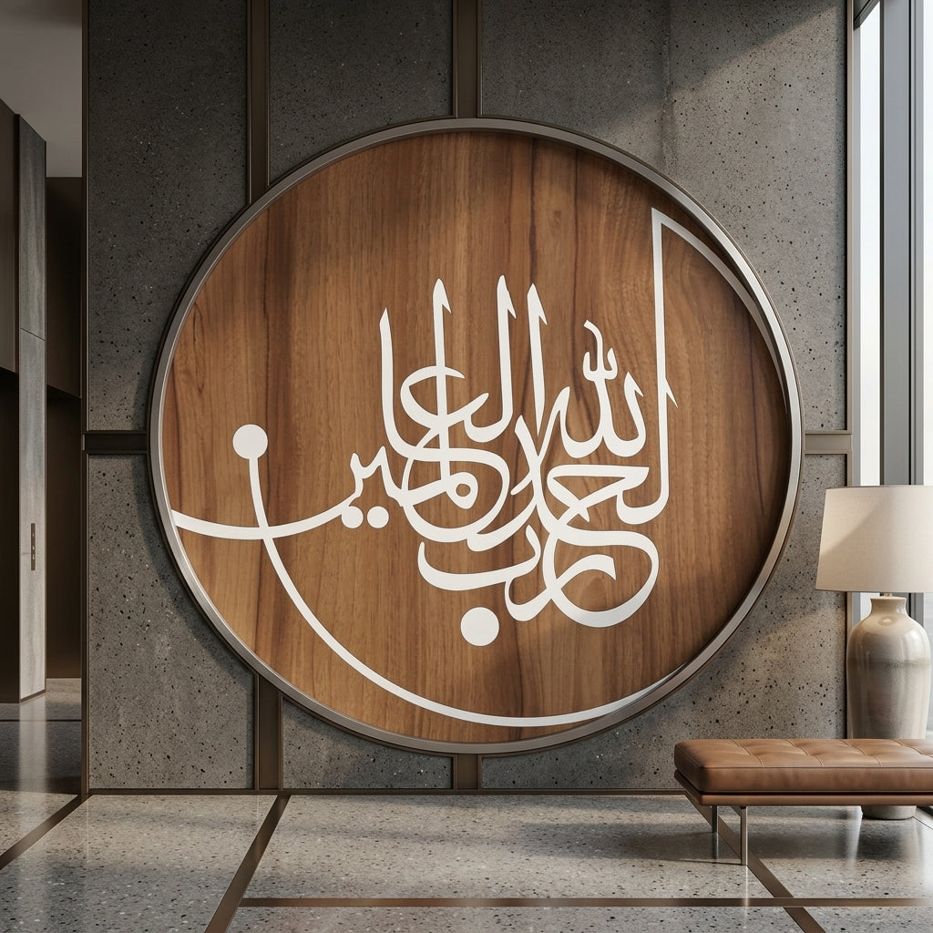 Alhamdulillah rabbil Alamin "(surah Al-Fatiha 1:1)" Calligraphy Islamic Reusable Stencil for Canvas and wall painting.ID#4187