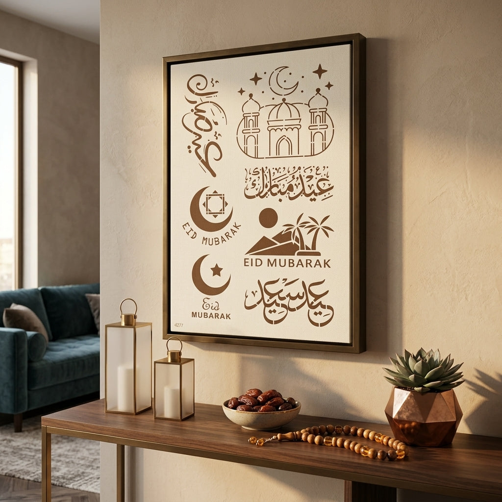 Eid Mubarak Reusable Stencil For Canvas And Wall Painting.ID#4271 – ID# 211
