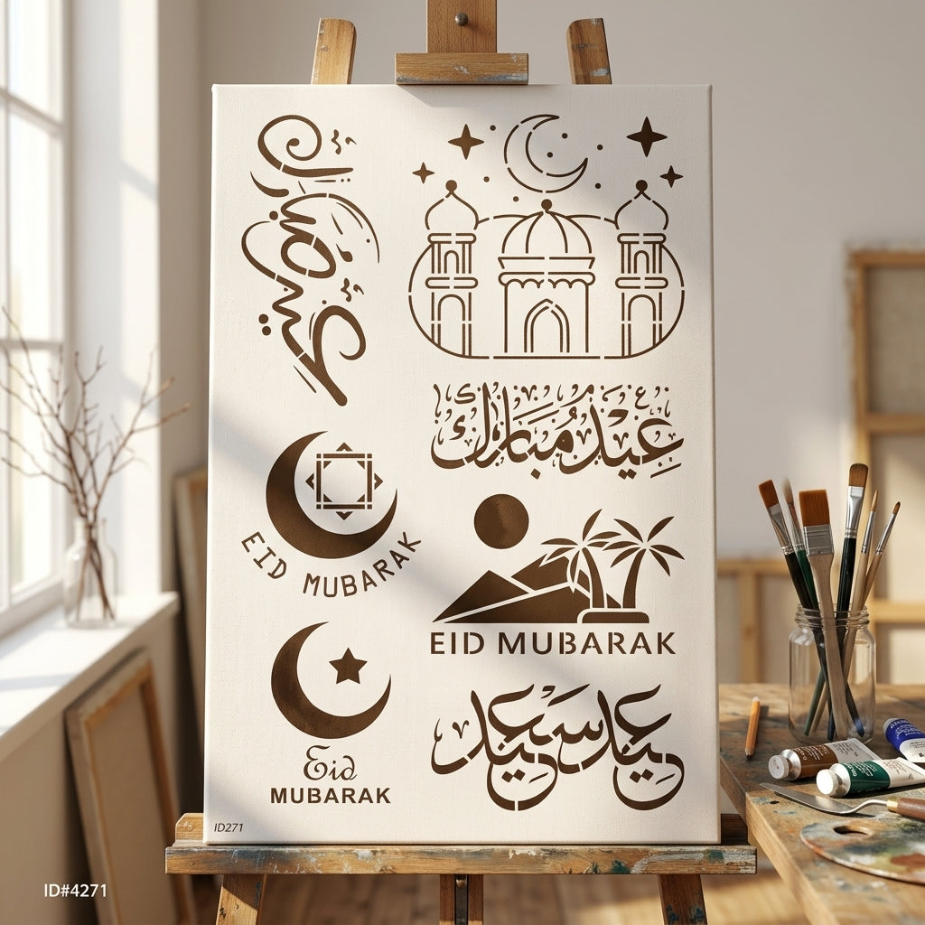 Eid Mubarak Reusable Stencil For Canvas And Wall Painting.ID#4271 – ID# 211