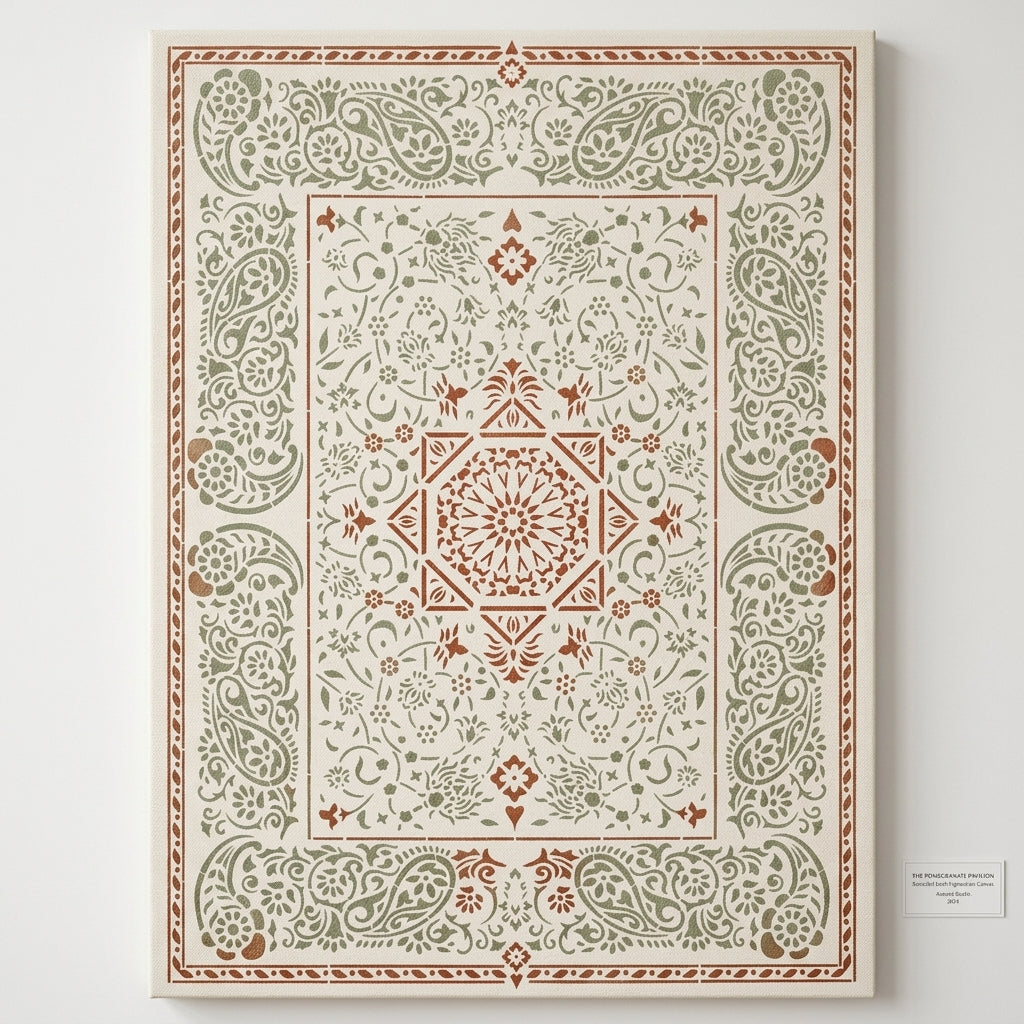 Imperial Palace Carpet Stencil for Wall, Floor & Furniture Decor – Royal Mughal Geometric Pattern – ID# 740