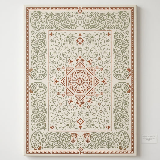 Imperial Palace Carpet Stencil for Wall, Floor & Furniture Decor – Royal Mughal Geometric Pattern – ID# 740