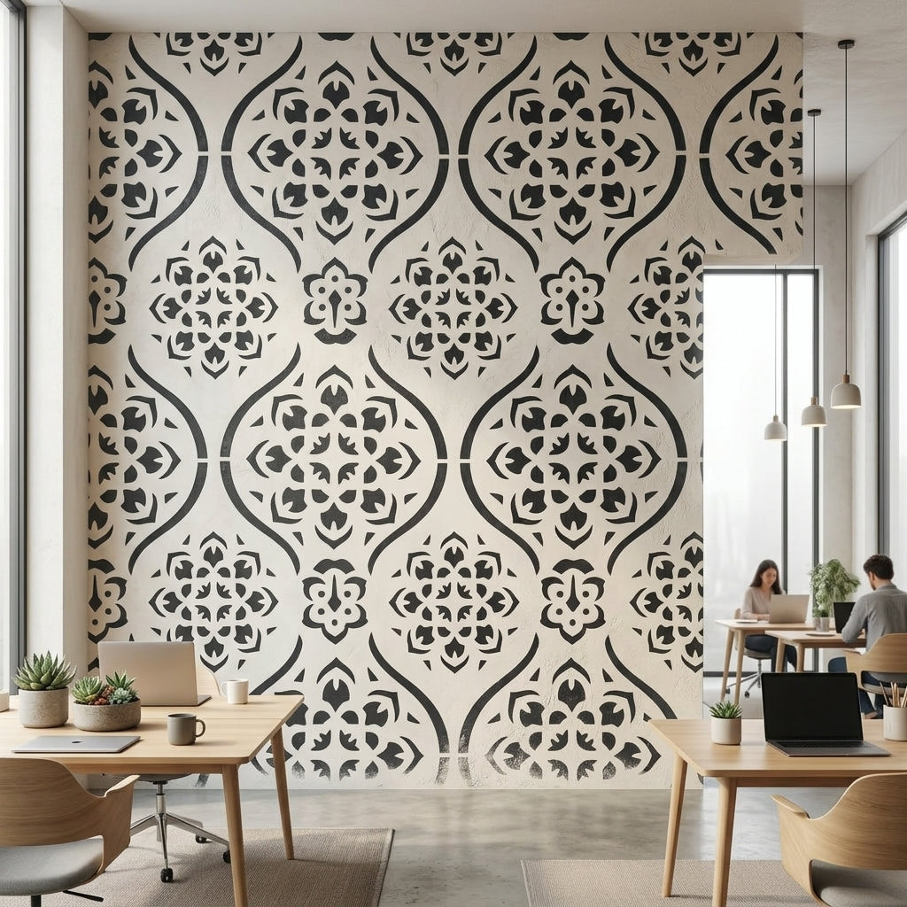 Arabesque Pattern Stencil for Wall, Furniture & Tile Art – Moroccan Geometric Design – ID# 723